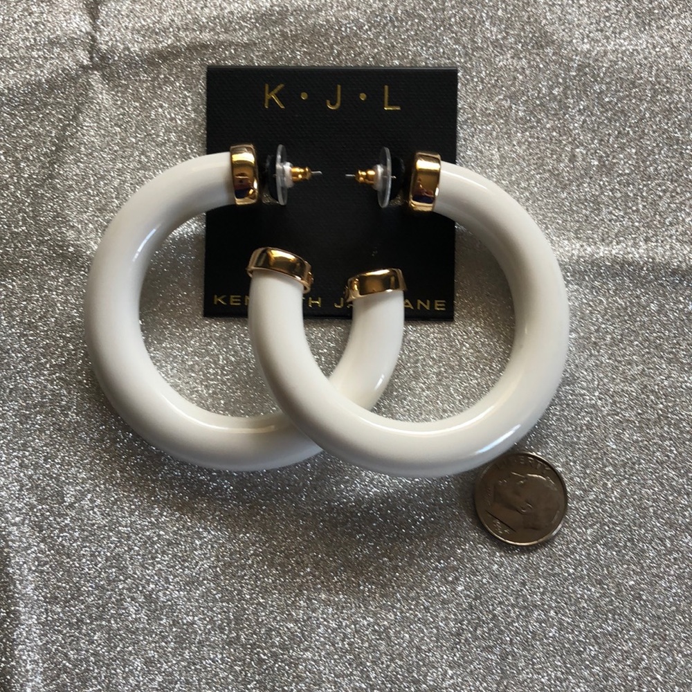 KENNTH JAY LANE  XL Resin Hoop Earrings - Picture 6 of 6
